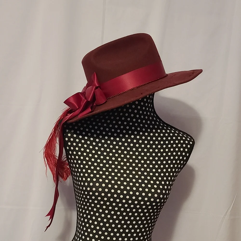 Hat She's A Lady Nancy Hughes Hat Co. 100% Wool Dark Burgundy